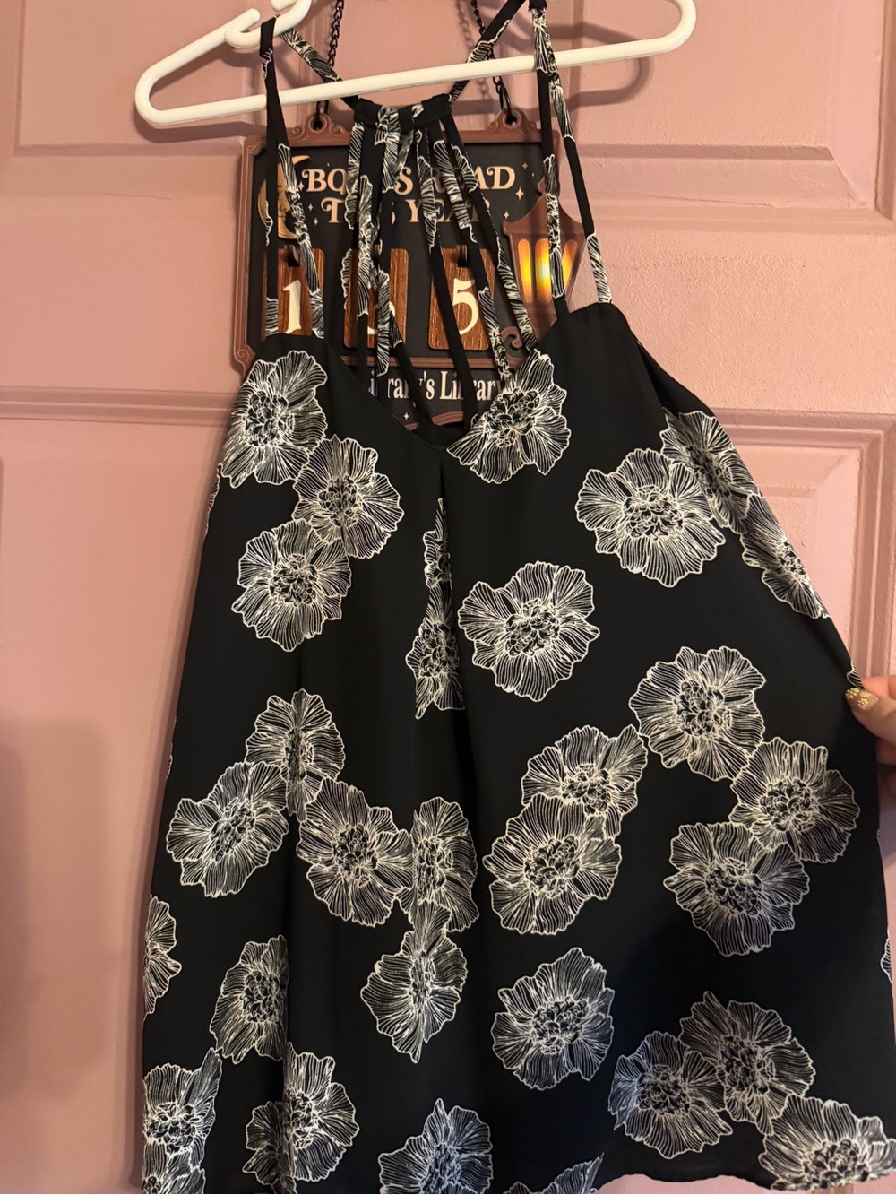 Metaphor Black Skater Skirt with White Floral Print